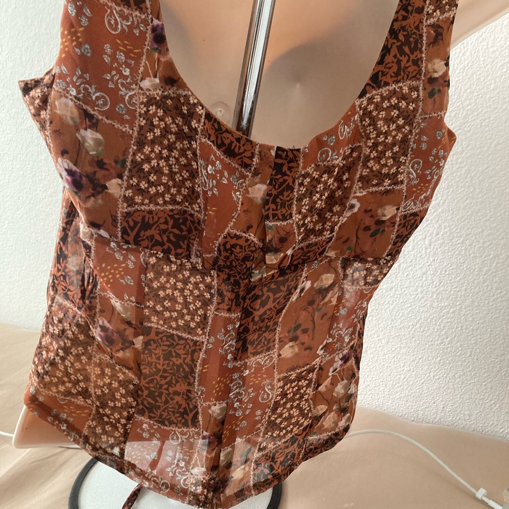 Chic Brown Women's Patchwork Blouse - image 3